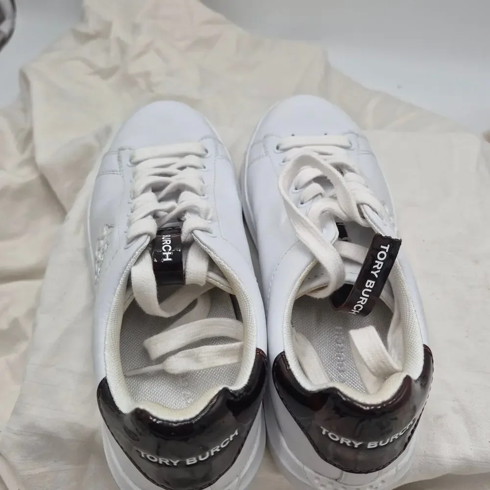 Tory Burch Howell Court sneakers white leather upper and heel trim Womens Size 6